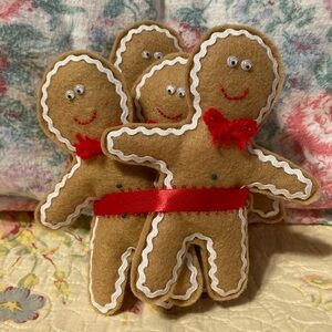 Vintage Handmade Felt Gingerbread Men - Set of 6